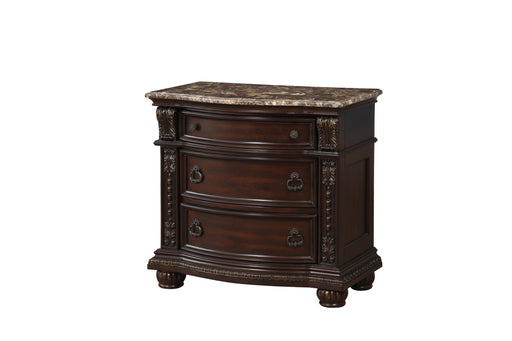 Cavalier Brown Marble Top Nightstand - 1757-4 - Lara Furniture