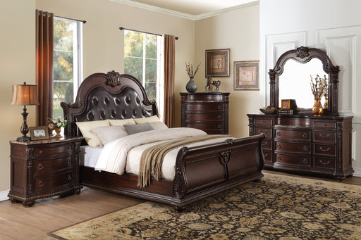 Cavalier Brown Queen Sleigh Bed - 1757-1 - Lara Furniture