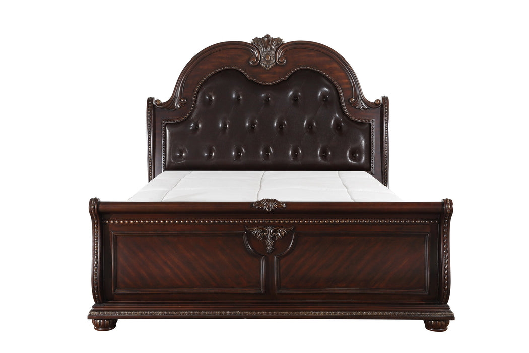 Cavalier Brown Queen Sleigh Bed - 1757-1 - Lara Furniture