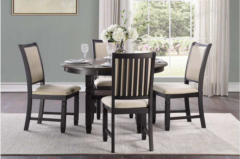 Asher Black/Brown Round 5-Piece Dining Room Set