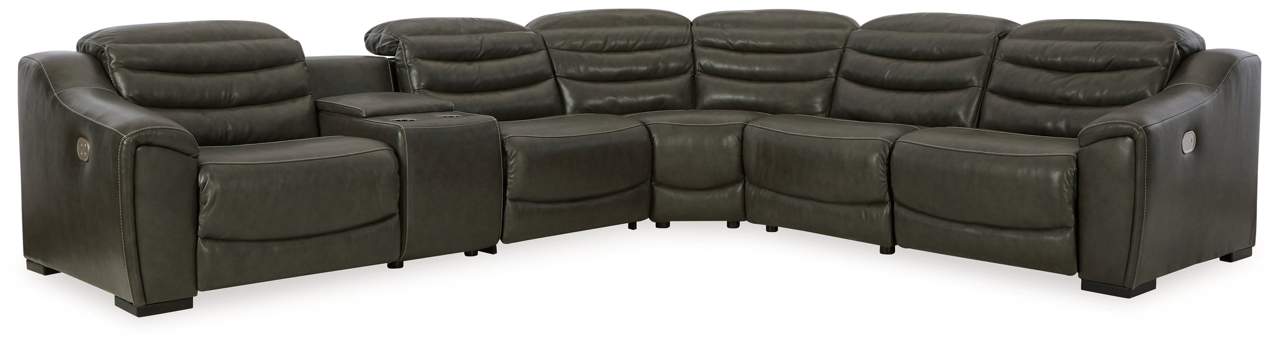 Center Line 6-Piece Sectional with Recliner in Dark Gray - PKG013236