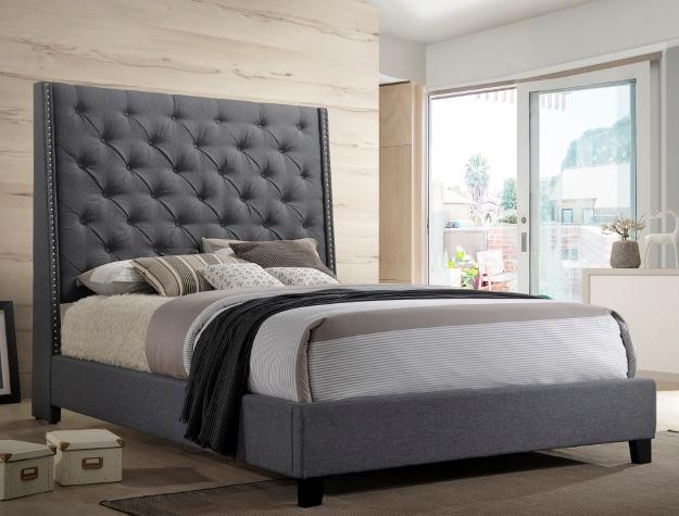 Chantilly Gray Upholstered King Bed - Lara Furniture