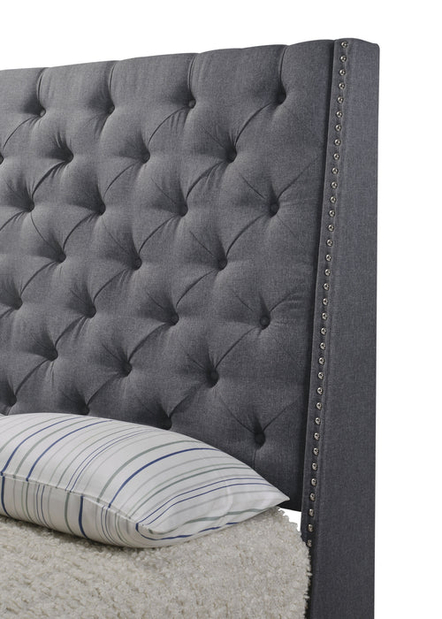 Chantilly Gray Upholstered Queen Bed - Lara Furniture