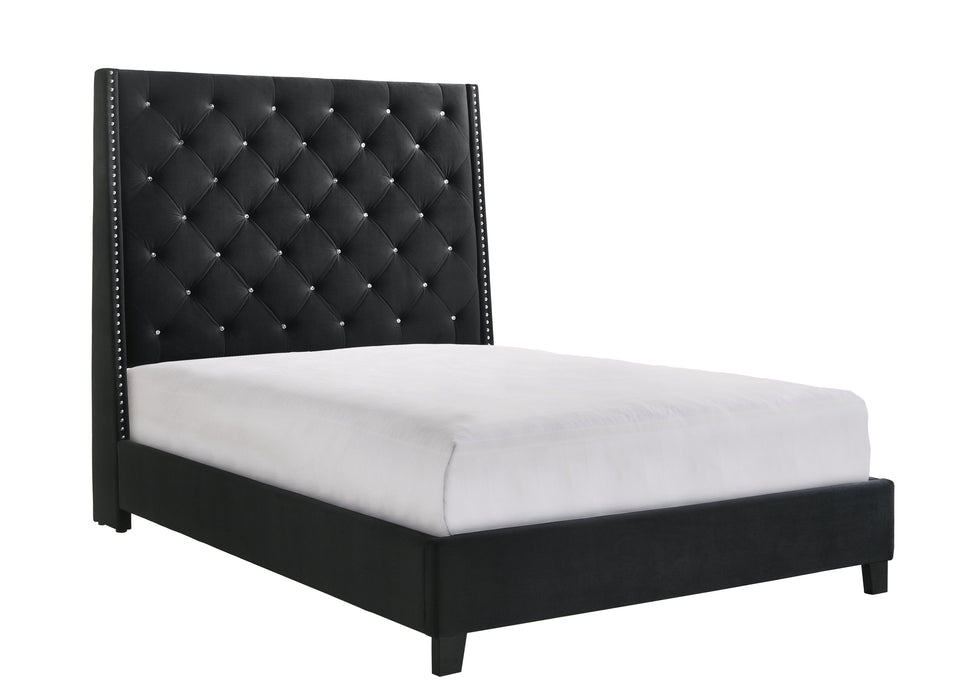 Chantilly Velvet Black Upholstered King Bed - Lara Furniture