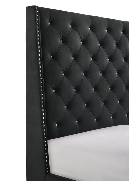 Chantilly Velvet Black Upholstered King Bed - Lara Furniture