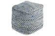 Chevron Blue Pouf - A1000445 - Lara Furniture