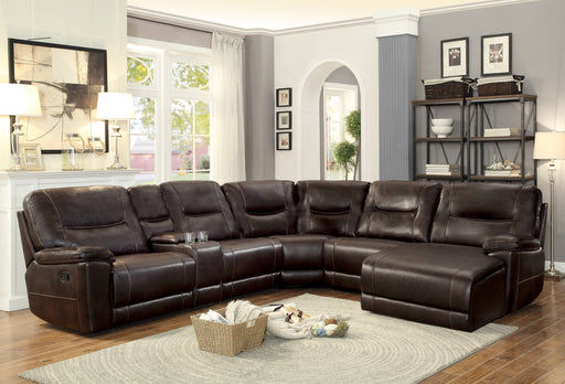 Columbus Brown Reclining RAF Chaise Sectional - 8490*6LRRC - Lara Furniture