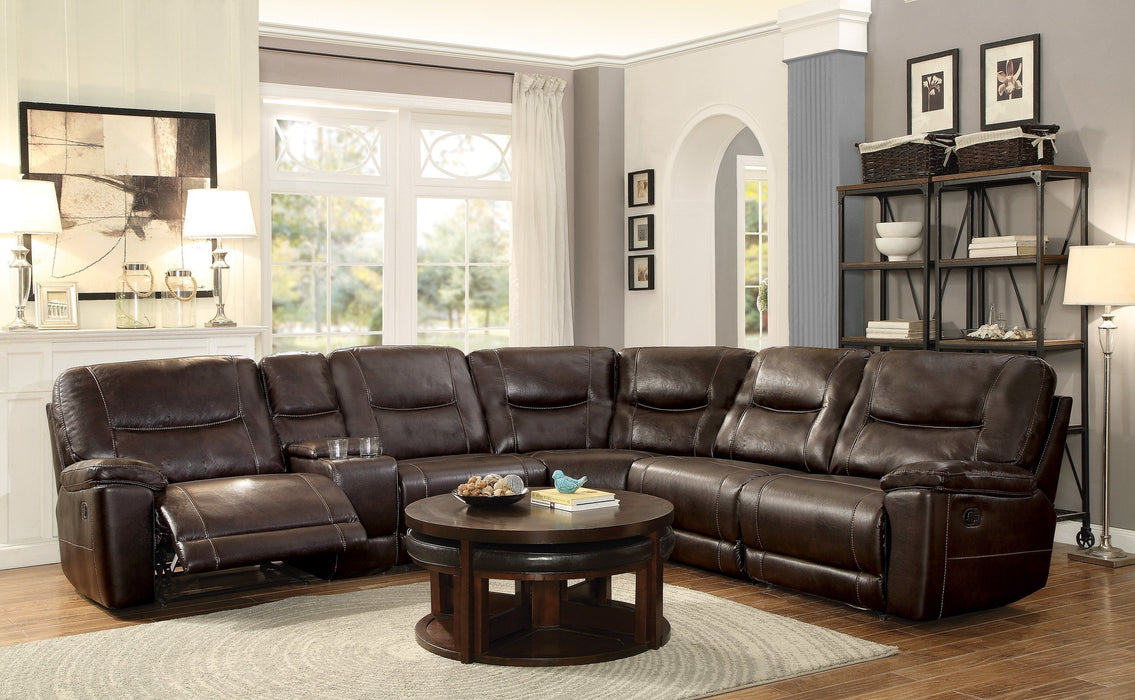 Columbus Brown Reclining Sectional - Lara Furniture