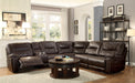 Columbus Brown Reclining Sectional - Lara Furniture