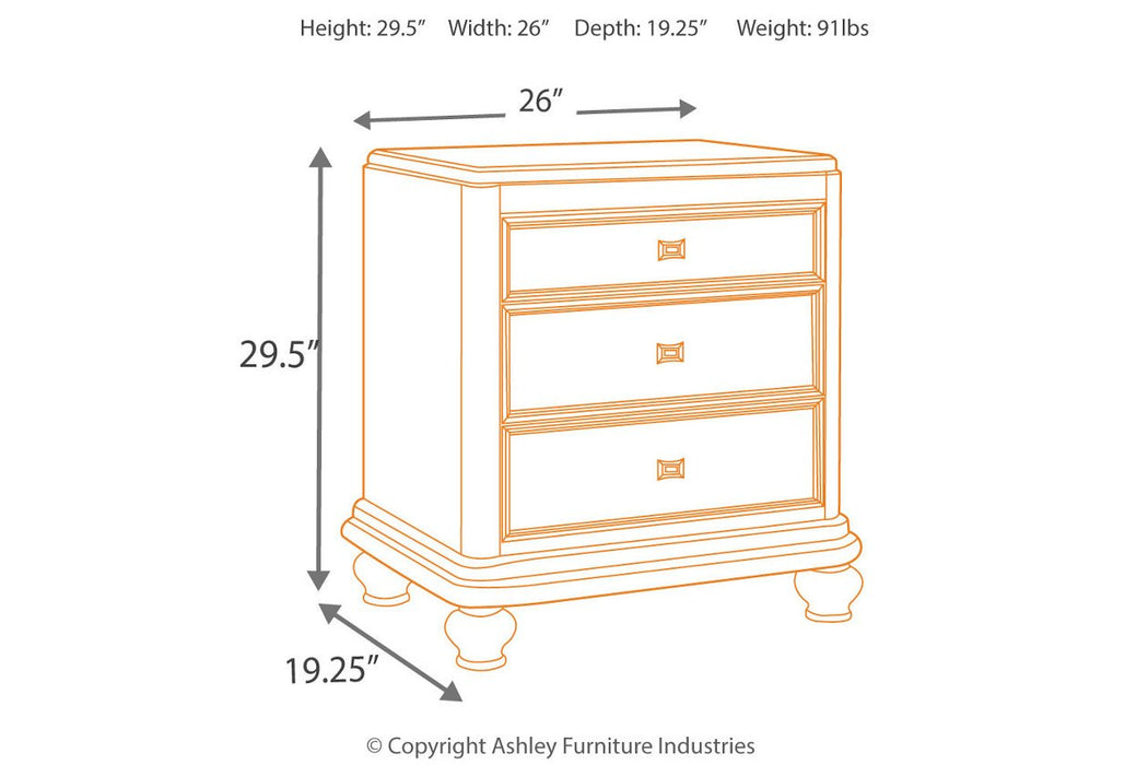 Coralayne Silver Nightstand - B650-93 - Lara Furniture