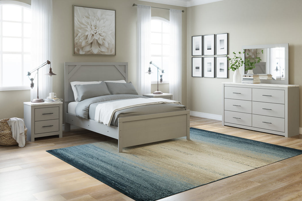 Cottenburg Light Gray-White Full Panel Bed - Lara Furniture