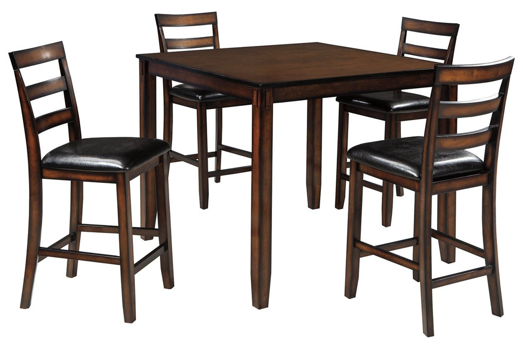 Coviar Brown Counter Height Dining Table and Bar Stools (Set of 5) - D385-223 - Lara Furniture