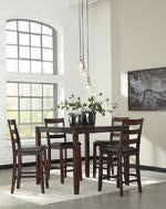 Coviar Brown Counter Height Dining Table and Bar Stools (Set of 5) - D385-223 - Lara Furniture