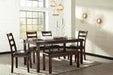 Coviar Brown Dining Table and Chairs with Bench (Set of 6) - D385-325 - Lara Furniture