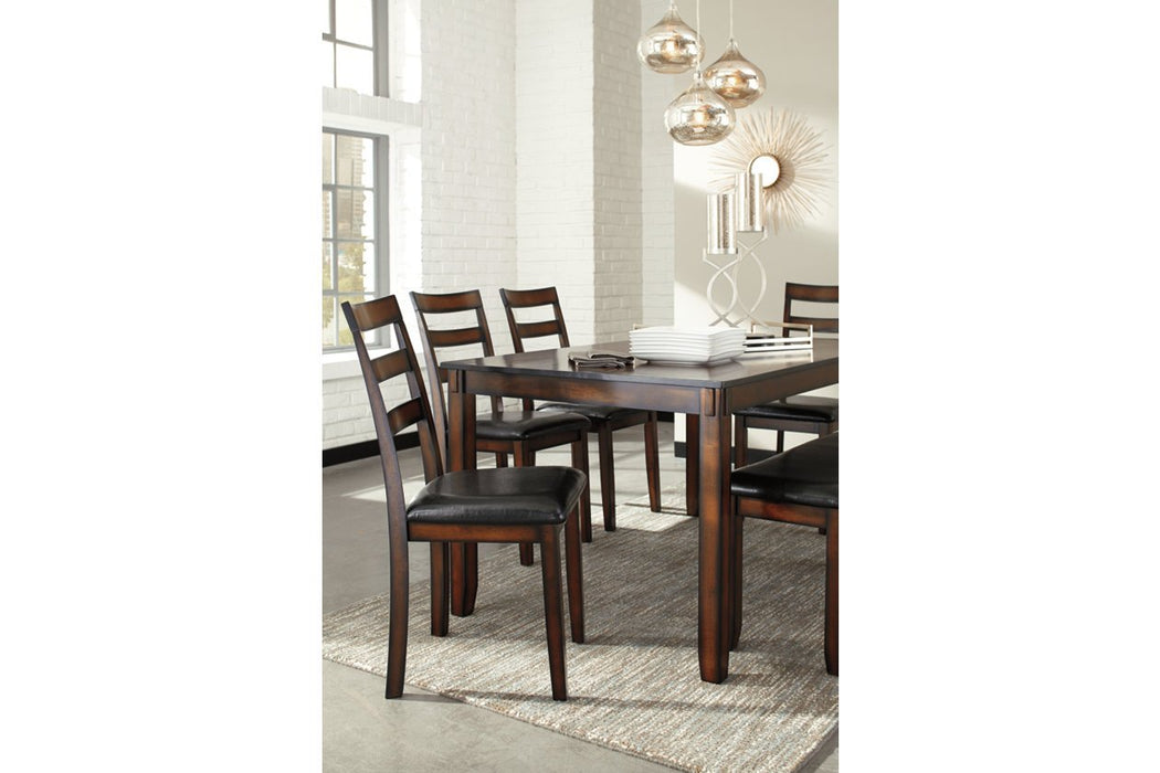 Coviar Brown Dining Table and Chairs with Bench (Set of 6) - D385-325 - Lara Furniture