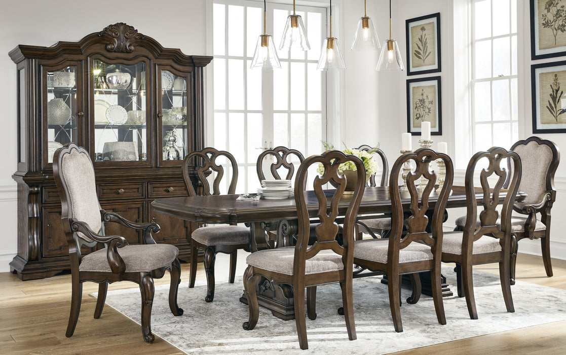 Dark Brown Maylee Dining Table and 8 Chairs - PKG017125