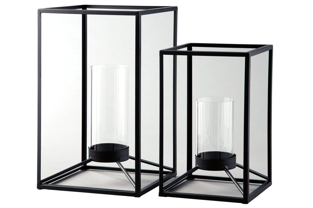 Dimtrois Black Lantern (Set of 2) - A2000133 - Lara Furniture