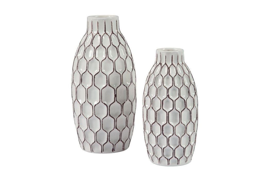 Dionna White Vase (Set of 2) - A2000329 - Lara Furniture