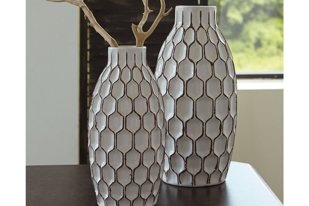 Dionna White Vase (Set of 2) - A2000329 - Lara Furniture