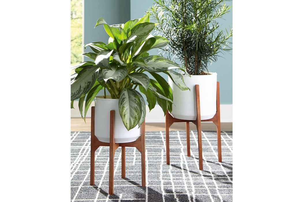 Dorcey White/Brown Planter (Set of 2) - A2000427 - Lara Furniture