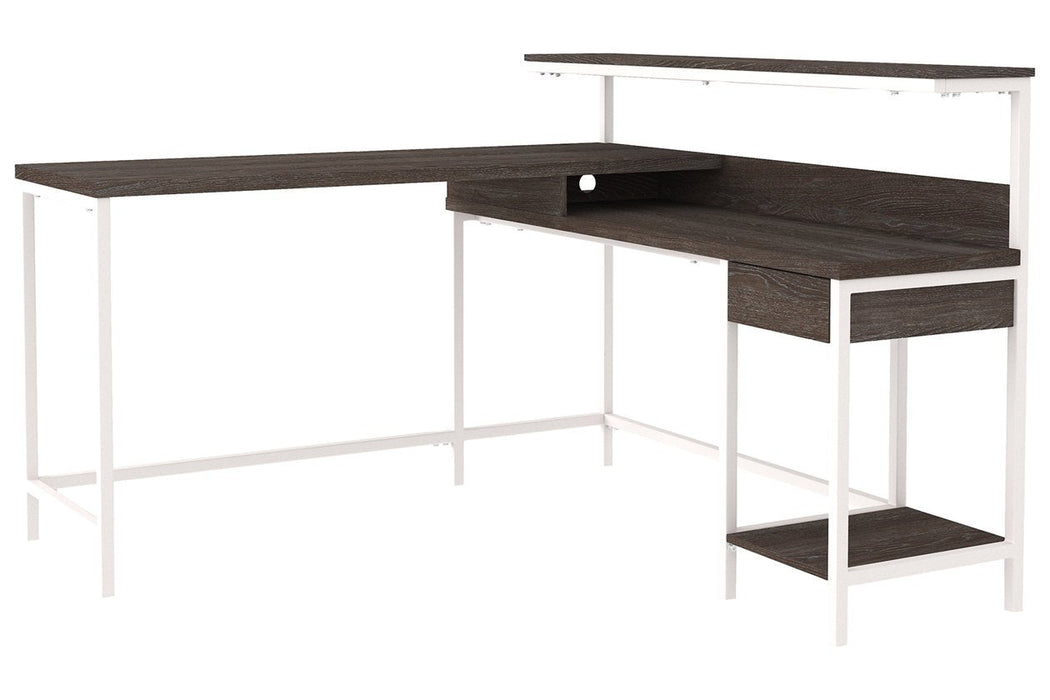 Dorrinson Two-tone Home Office L-Desk with Storage - H287-24 - Lara Furniture