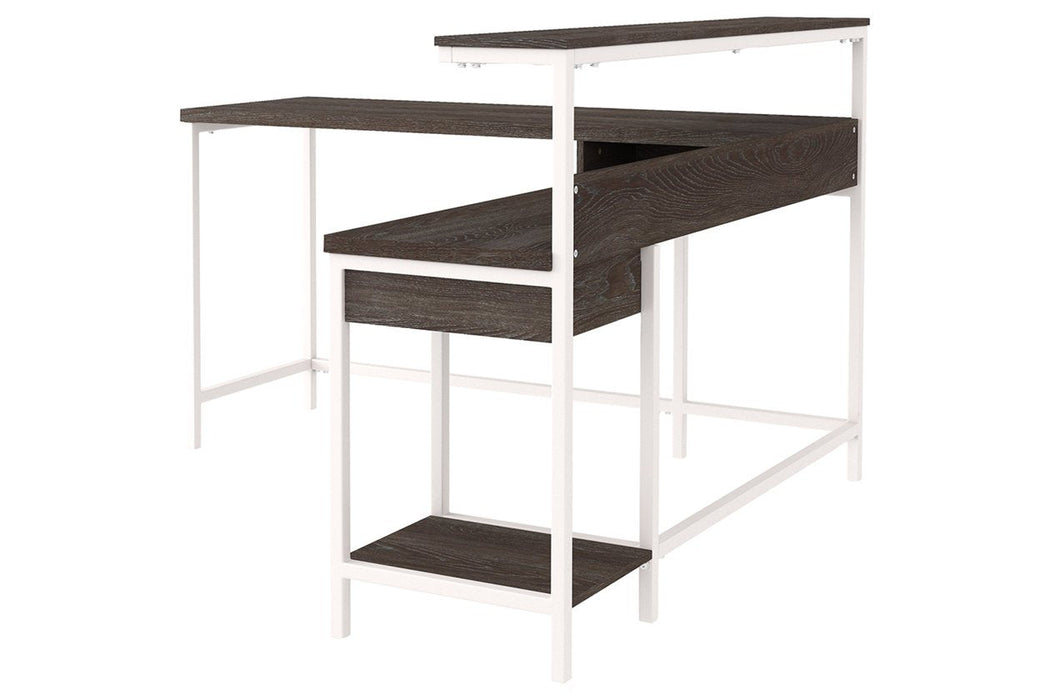 Dorrinson Two-tone Home Office L-Desk with Storage - H287-24 - Lara Furniture