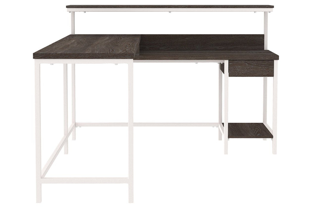 Dorrinson Two-tone Home Office L-Desk with Storage - H287-24 - Lara Furniture