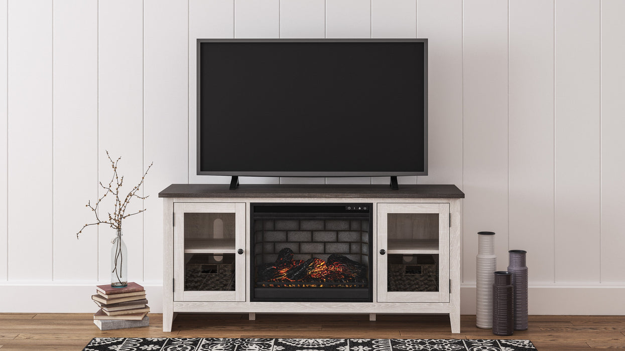 Dorrinson Two-tone Large TV Stand w/Fireplace Option - W287-68 - Lara Furniture