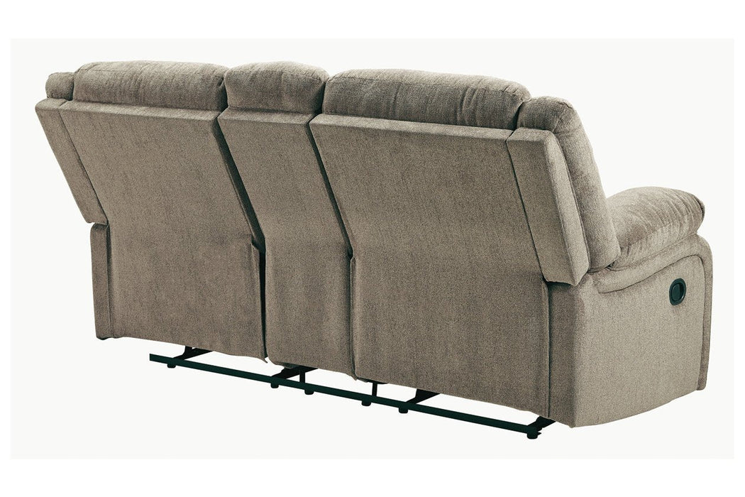 Draycoll Pewter Reclining Loveseat with Console - 7650594 - Lara Furniture