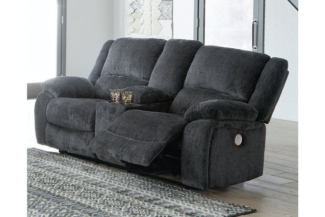 Draycoll Slate Power Reclining Loveseat with Console - 7650496 - Lara Furniture