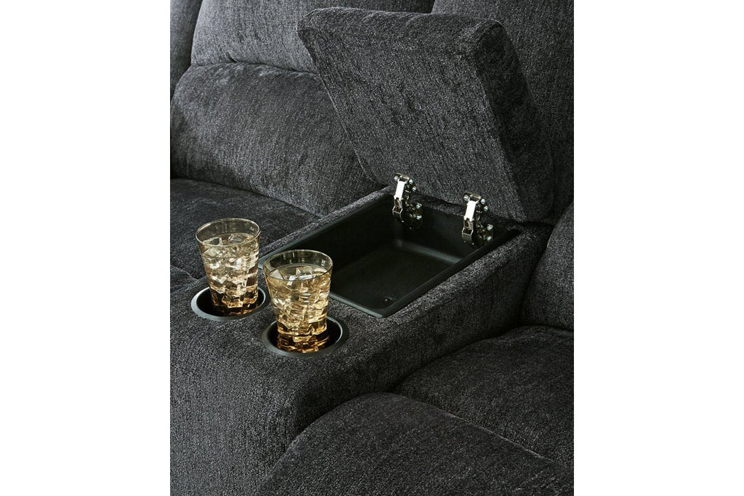 Draycoll Slate Reclining Loveseat with Console - 7650494 - Lara Furniture