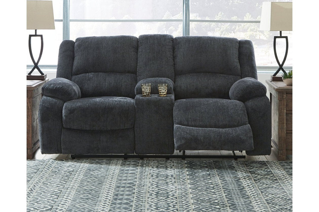 Draycoll Slate Reclining Loveseat with Console - 7650494 - Lara Furniture