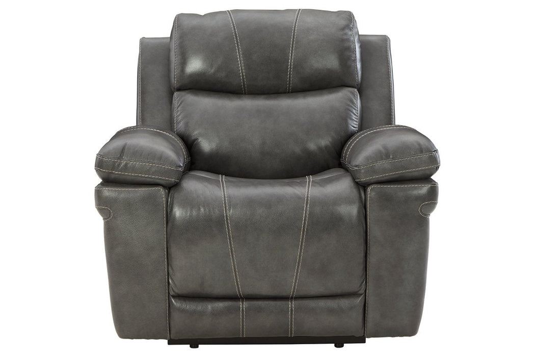 Edmar Charcoal Power Recliner - U6480613 - Lara Furniture