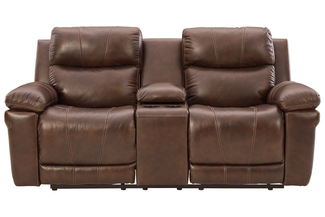 Edmar Chocolate Power Reclining Loveseat with Console - U6480518 - Lara Furniture