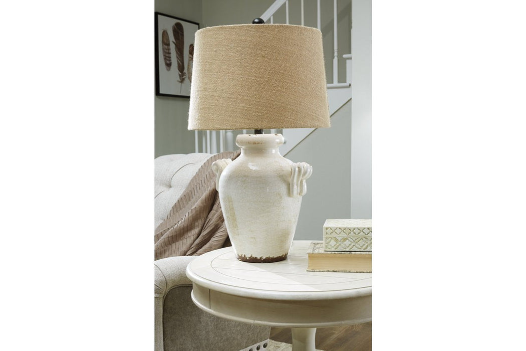 Emelda Cream Table Lamp - L100664 - Lara Furniture