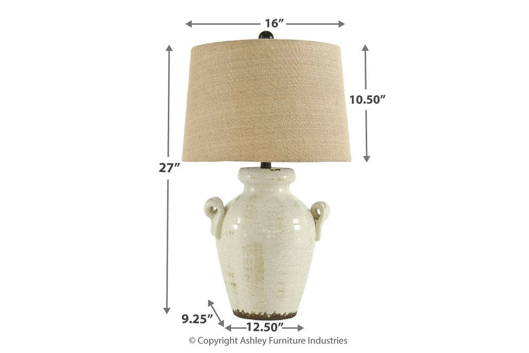 Emelda Cream Table Lamp - L100664 - Lara Furniture