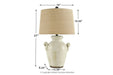 Emelda Cream Table Lamp - L100664 - Lara Furniture