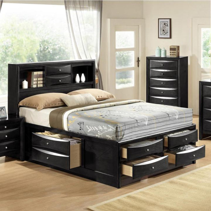 Emily Black Queen Storage Platform Bed - Lara Furniture