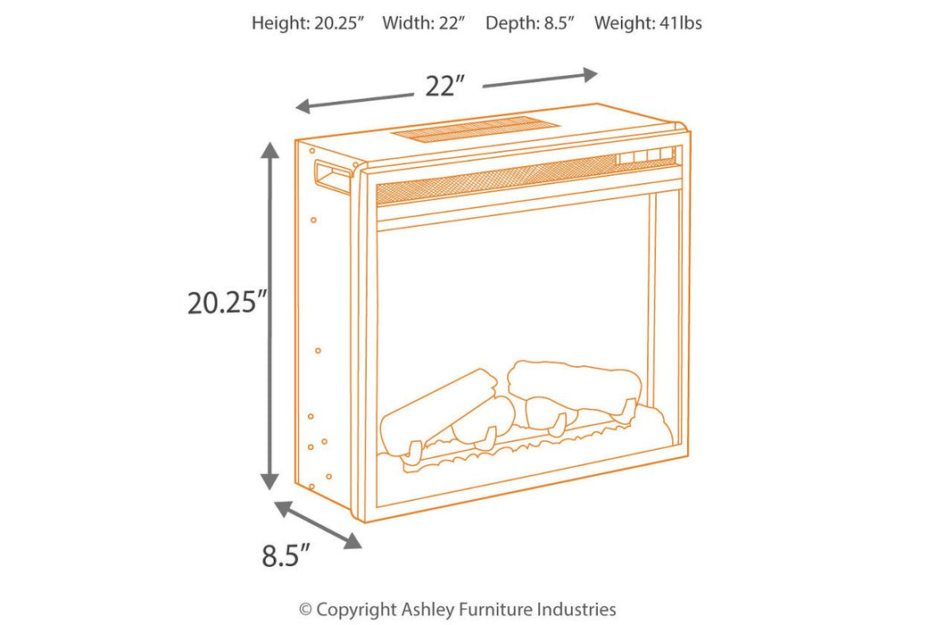 Entertainment Accessories Black Electric Fireplace Insert - W100-02 - Lara Furniture