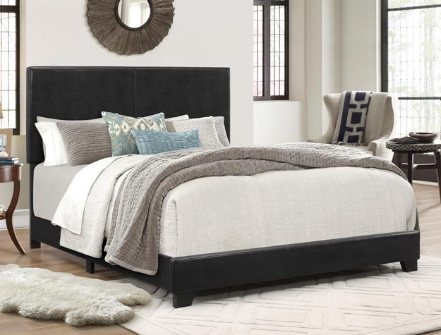 Erin Black Faux Leather Full Bed - 5271PU-F - Lara Furniture