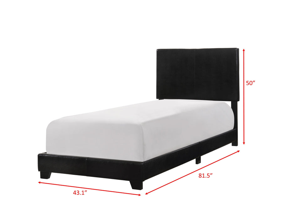 Erin Black Faux Leather Twin Bed - 5271PU-T - Lara Furniture