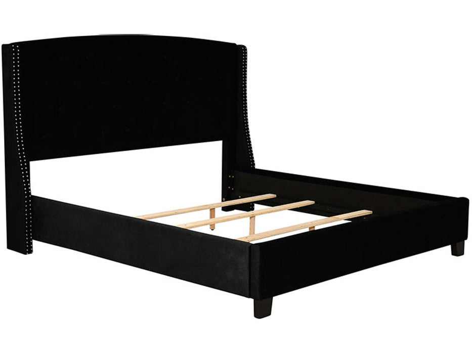 Eva Black Upholstered King Bed - Lara Furniture