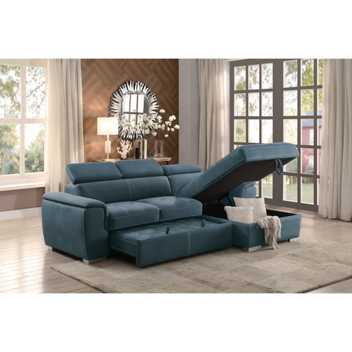 Ferriday Blue Storage Sleeper Sectional - 8228BU* - Lara Furniture