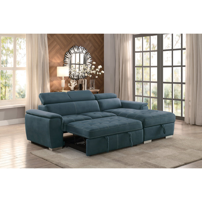 Ferriday Blue Storage Sleeper Sectional - 8228BU* - Lara Furniture