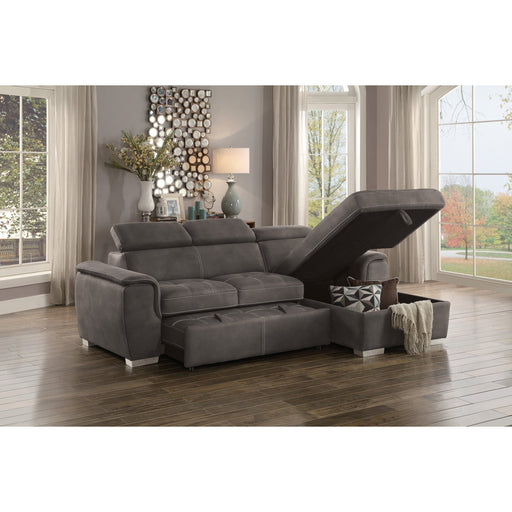 Ferriday Taupe Storage Sleeper Sectional - 8228TP* - Lara Furniture