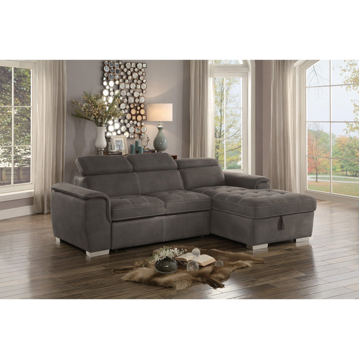 Ferriday Taupe Storage Sleeper Sectional - 8228TP* - Lara Furniture