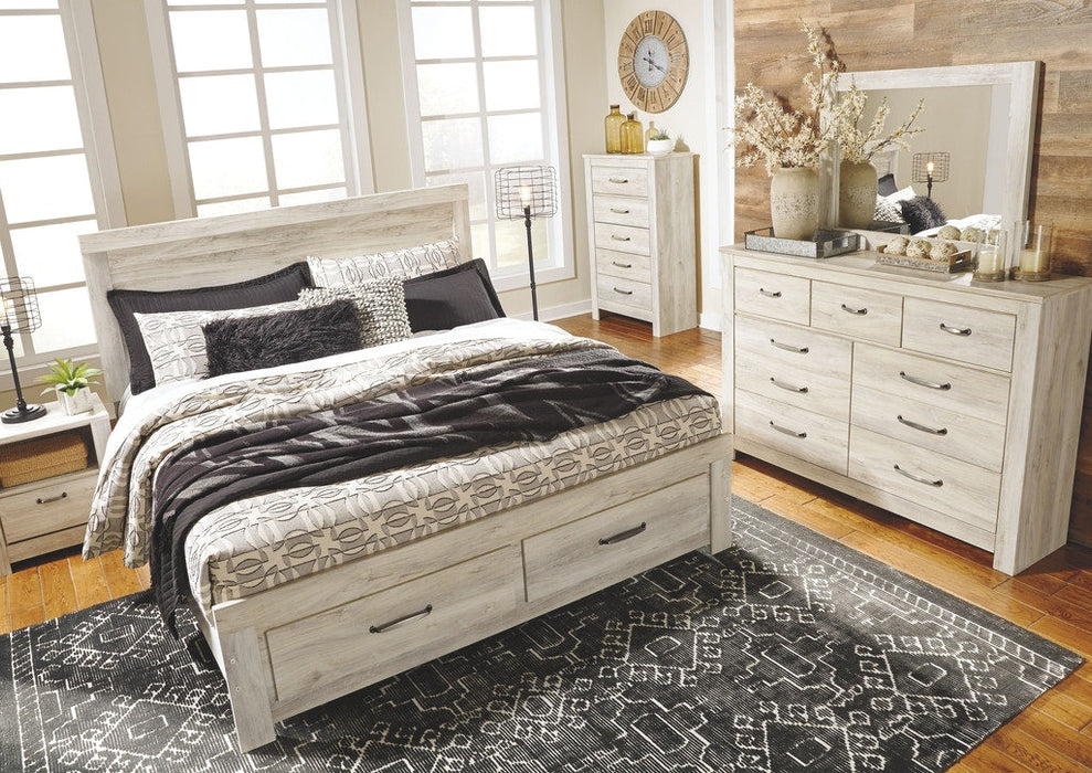 Bellaby Whitewash Footboard Storage Platform Bedroom Set