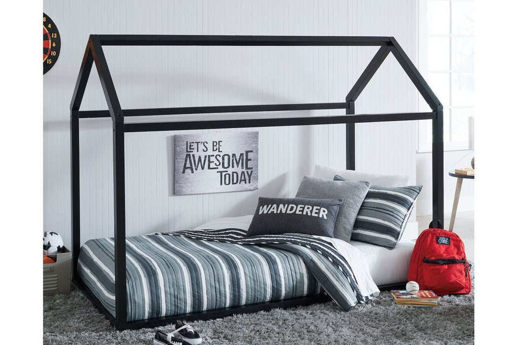 Flannibrook Black Twin House Bed Frame - B082-161 - Lara Furniture