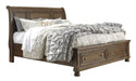 Flynnter Medium Brown Queen Storage Platform Sleigh Bed - Lara Furniture