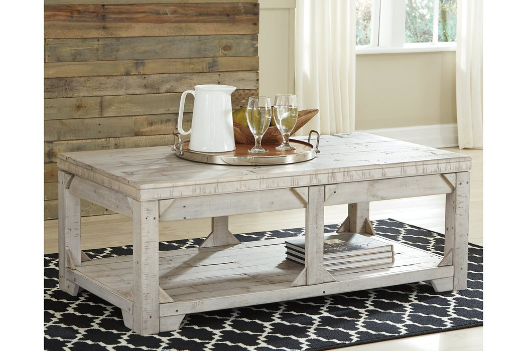 Fregine Whitewash Coffee Table with Lift Top - T755-9 - Lara Furniture